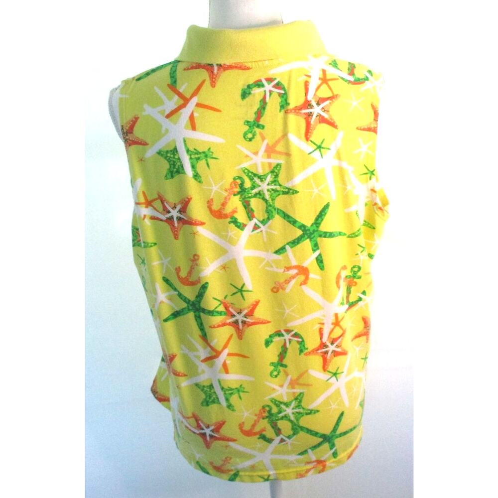 Palm Harbour Women's Sleeveless Yellow Starfish Stretch Polo Shirt Size Large - Picture 5 of 10